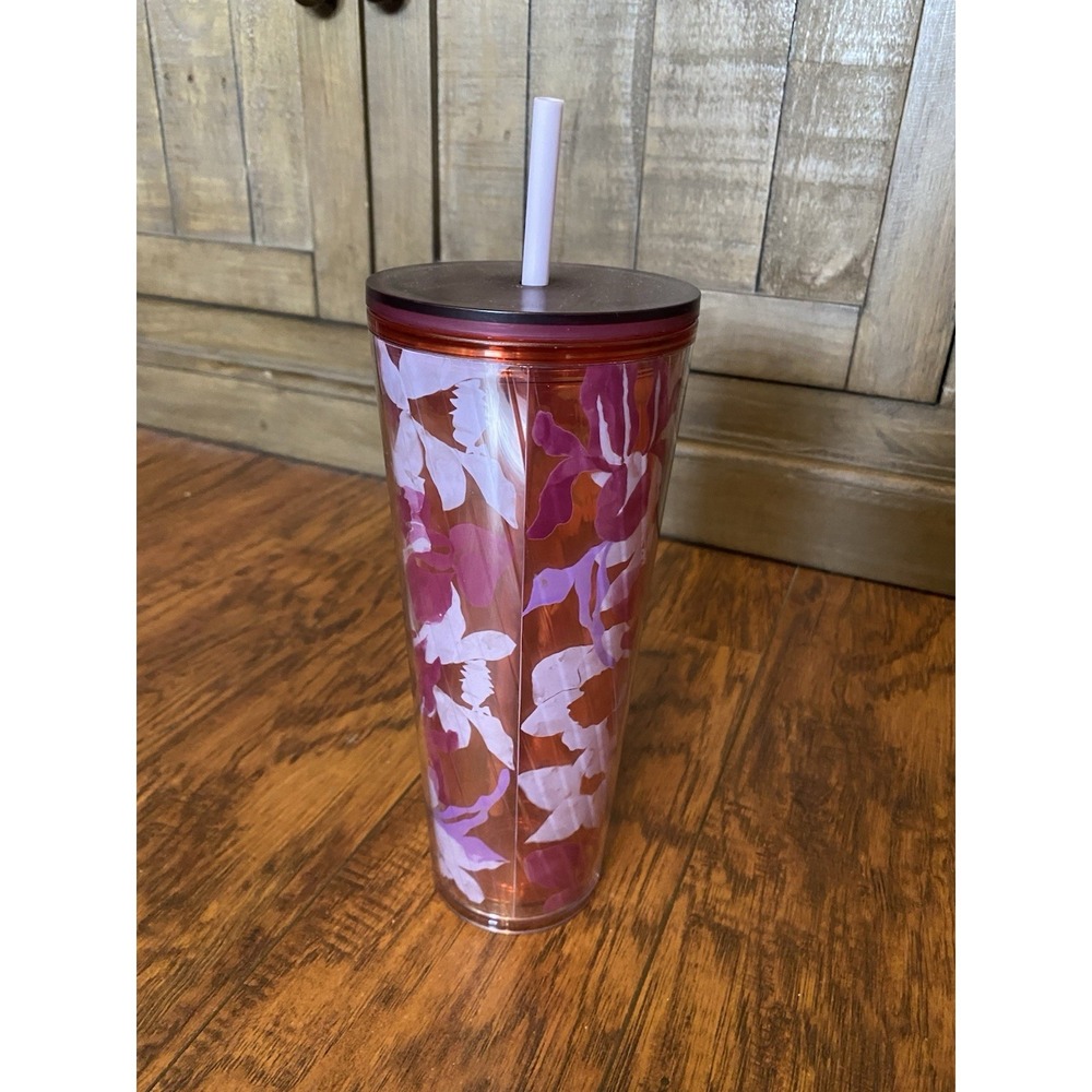 Starbucks 2021 SPRING PINK FLORAL TWIST 24oz Cold Cup Venti Tumbler Excellent - Picture 2 of 5